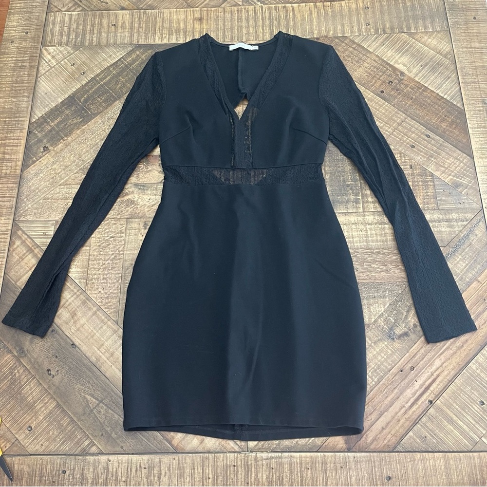 Lush Black Cutout Long Sleeve Dress